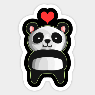 Kawaii Panda With Red Heart Over Head Cute I Love Panda Sticker